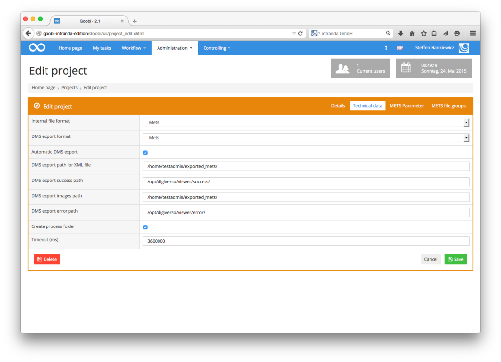 Goobi - Technical data of digitisation projects