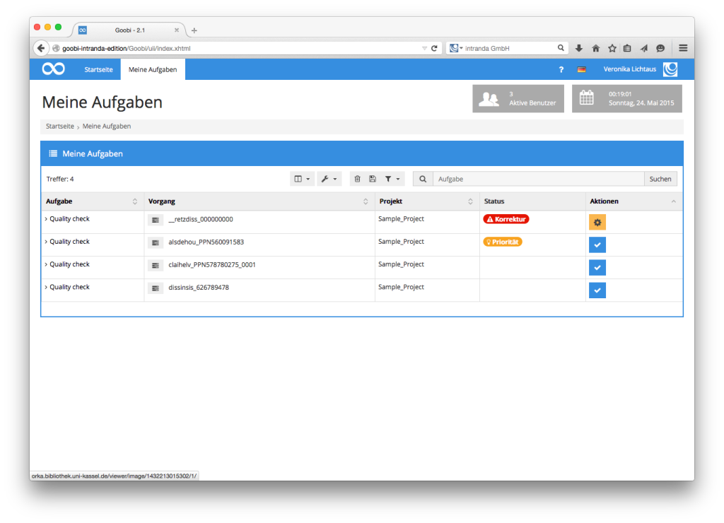 Aufgaben für die Qualitätskontrolle innerhalb von Digitalisierungsworklows in Goobi