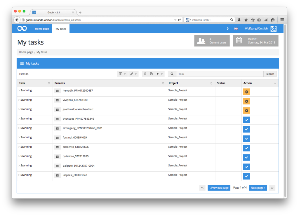 Tasks for scan operators in digitisation workflows in Goobi