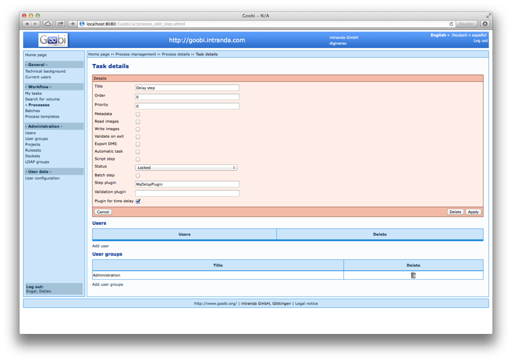 Goobi 2.0 Release Notes Time Delay Plugin