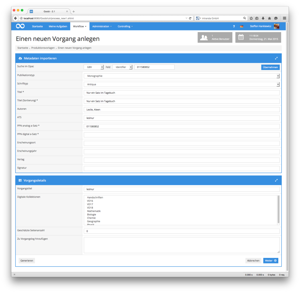 Goobi Production 2.1 - Dropdown- und Multi-Select-Felder mit einem Wert werden per default ausgeblendet