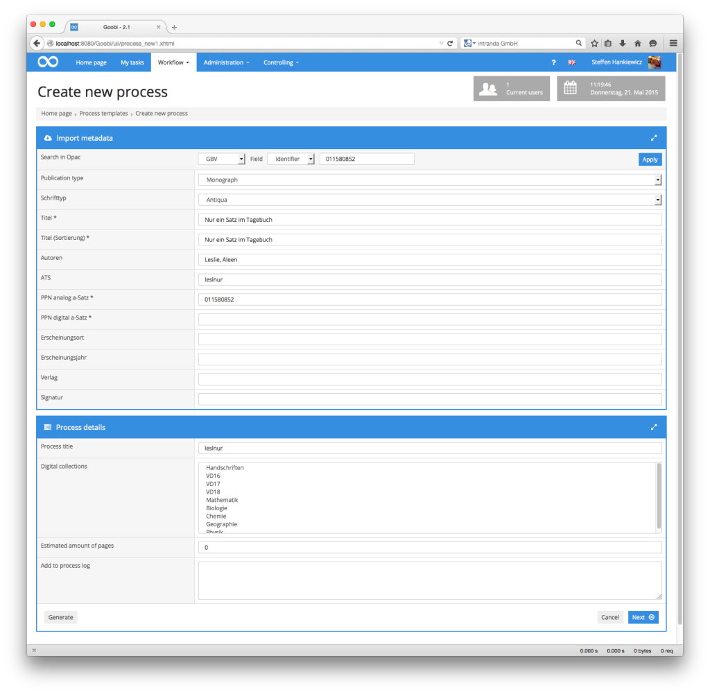 Goobi Production 2.1 – Drop-down and multi-select fields with one value now hidden by default.