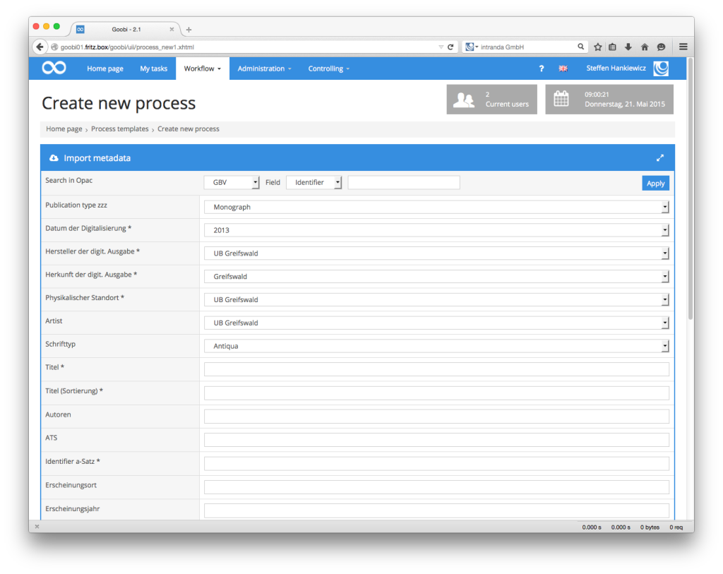 Goobi Production 2.1 – Improved configuration for OPAC imports