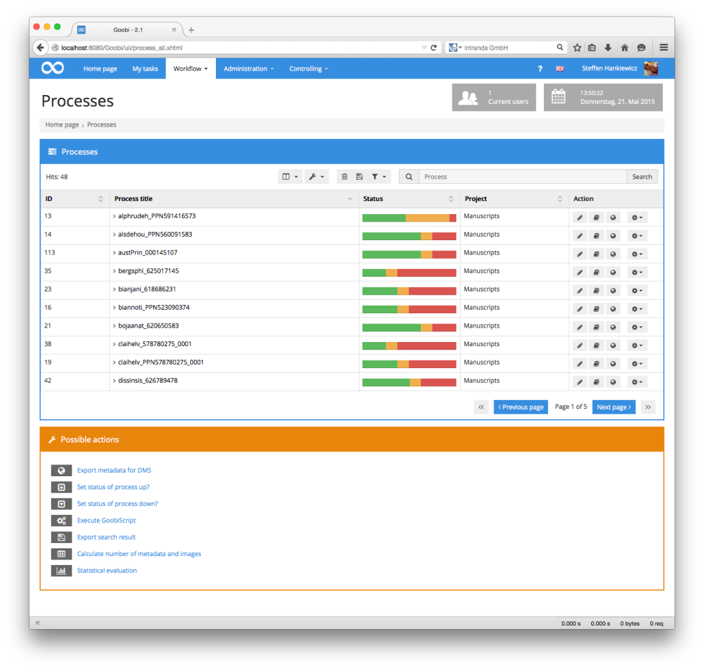 Goobi Production 2.1 – List of processes