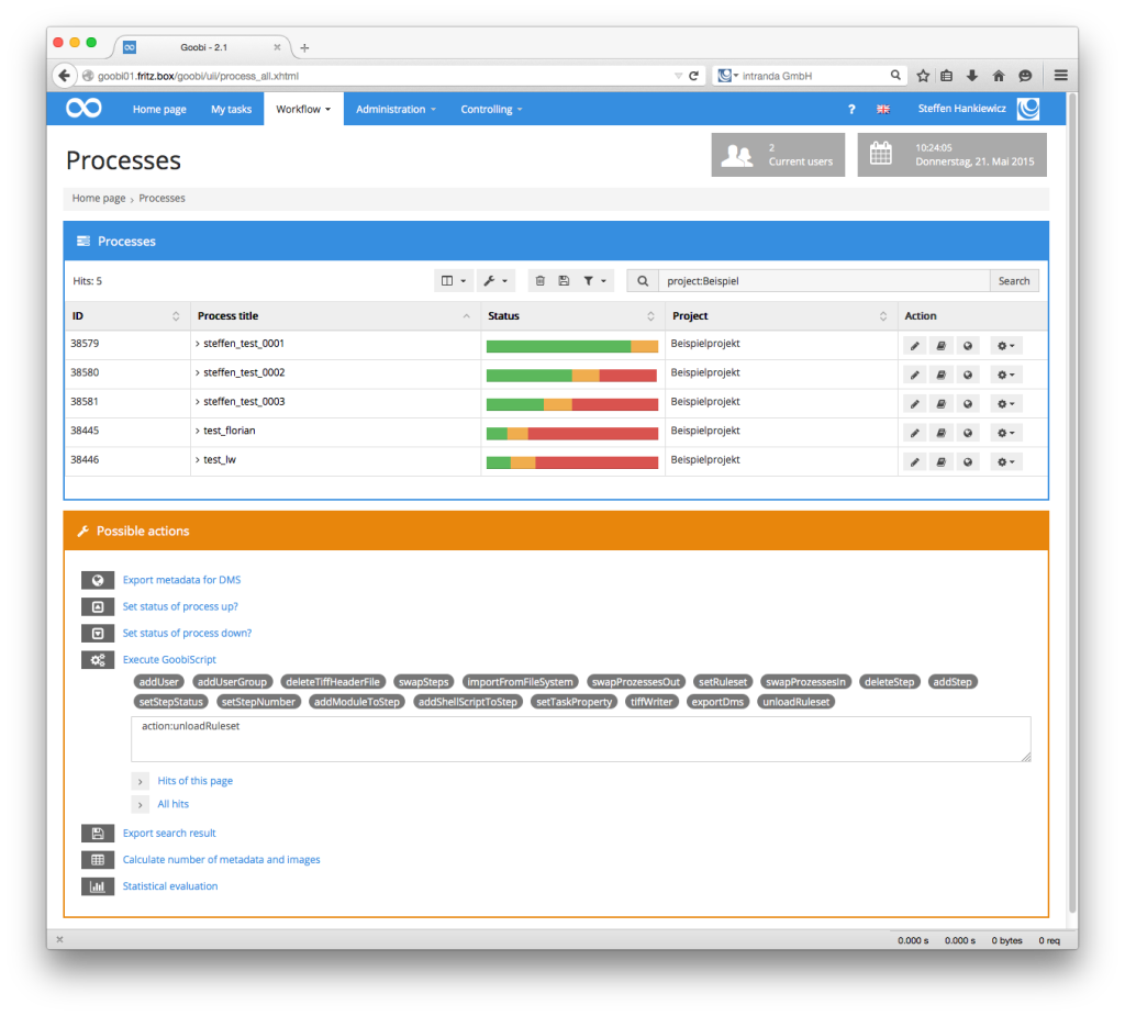 Goobi Production 2.1 – Rulesets for metadata now cached with option to reload for all workflows using GoobiScript