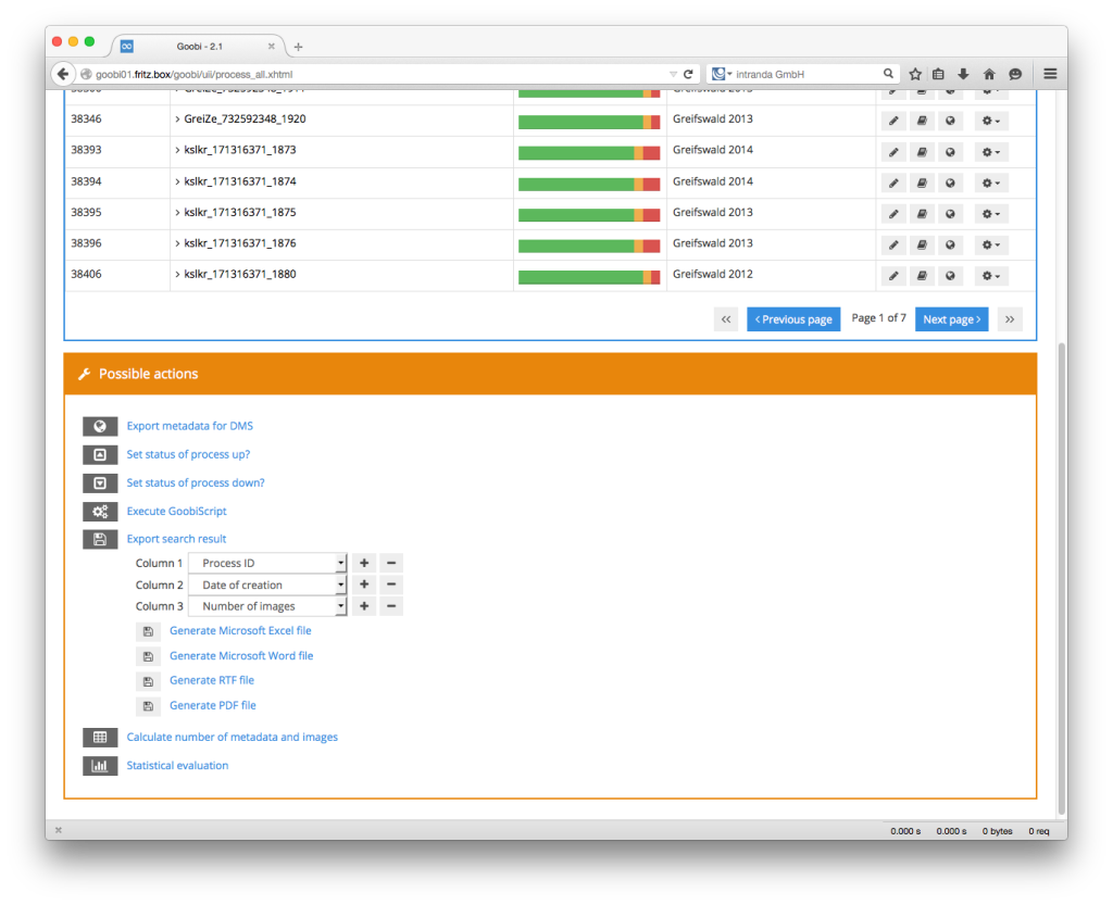 Goobi Production 2.1 – Saving hitlists of processes including METS file data