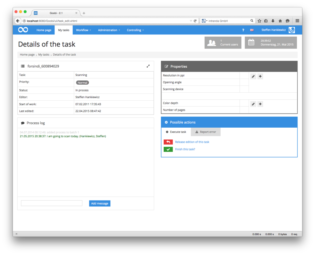 Goobi Production 2.1 – List of tasks