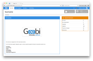 Die Goobi Startseite für Nutzer mit normalen Rechten