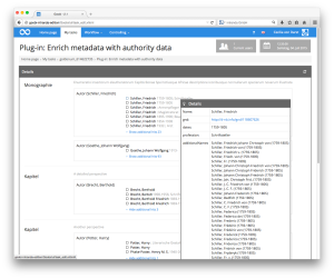 Anreicherung von Metadaten mit Normdaten als Goobi-Plugin mit Anzeige der Details aus der Normdatenbank GND