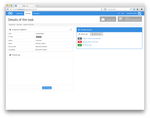 Goobi Plugin LayoutWizzard: Ein Nutzer nimmt wie gewohnt eine Aufgabe an und betritt anschliessend das Plugin des LayoutWizzards mit dessen eigener Nutzeroberfläche.