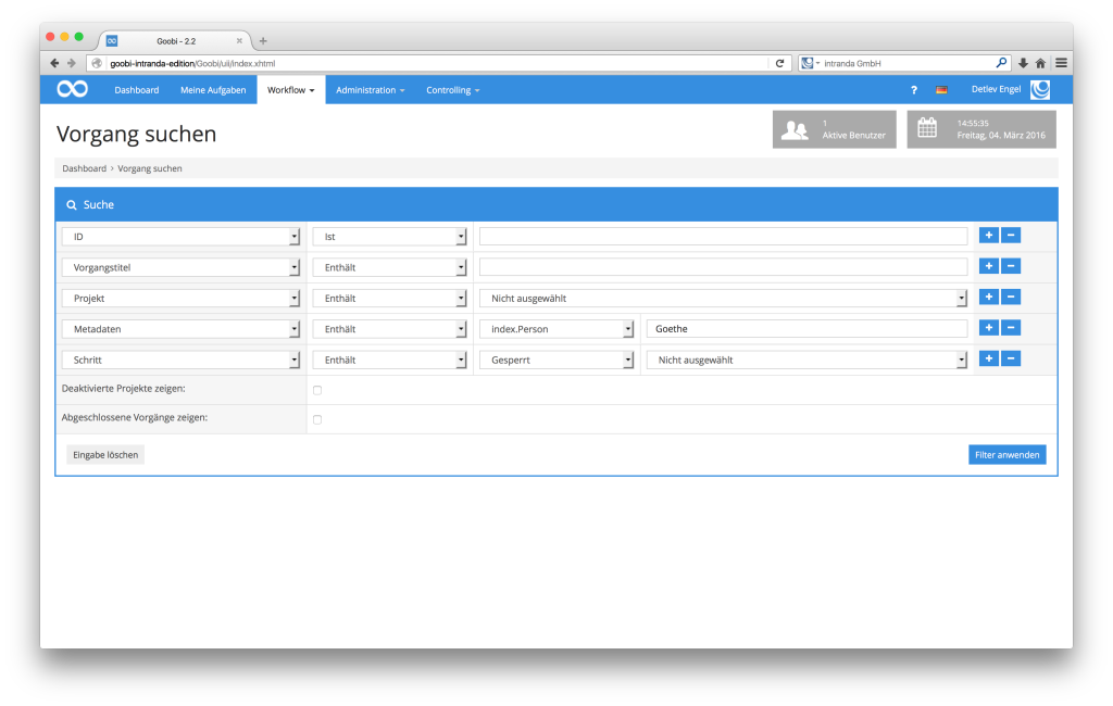 Steuerung von Workflows in Digitalisierungsprojekten - Goobi 2.2: Über-Indizes für die Suche nach Metadaten über mehrere Felder hinweg