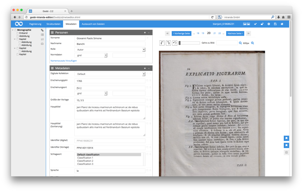 Workflow management for digitisation projects - Goobi 2.2: Set bookmarks in the METS Editor