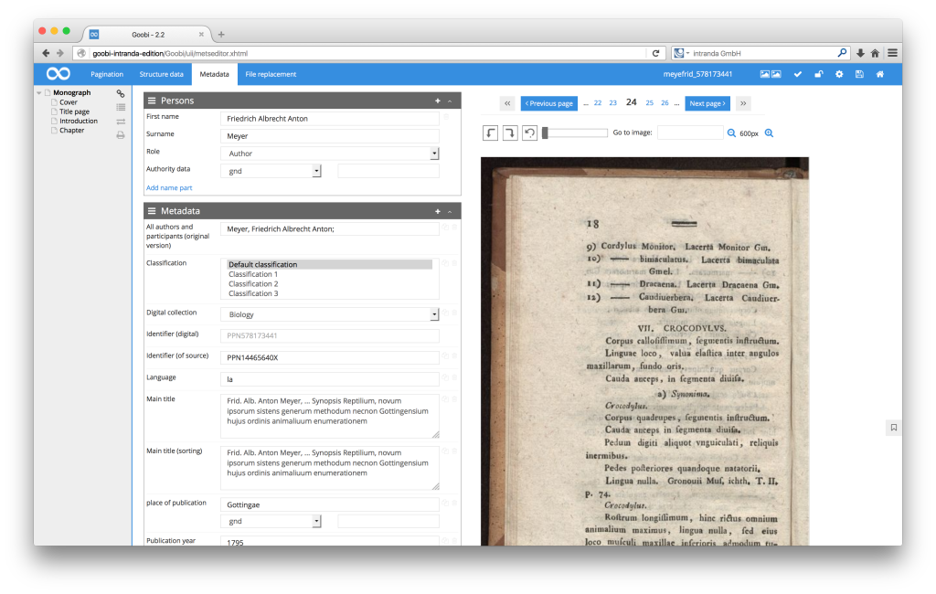 Workflow management for digitisation projects - Goobi 2.2: New image display format in the METS Editor