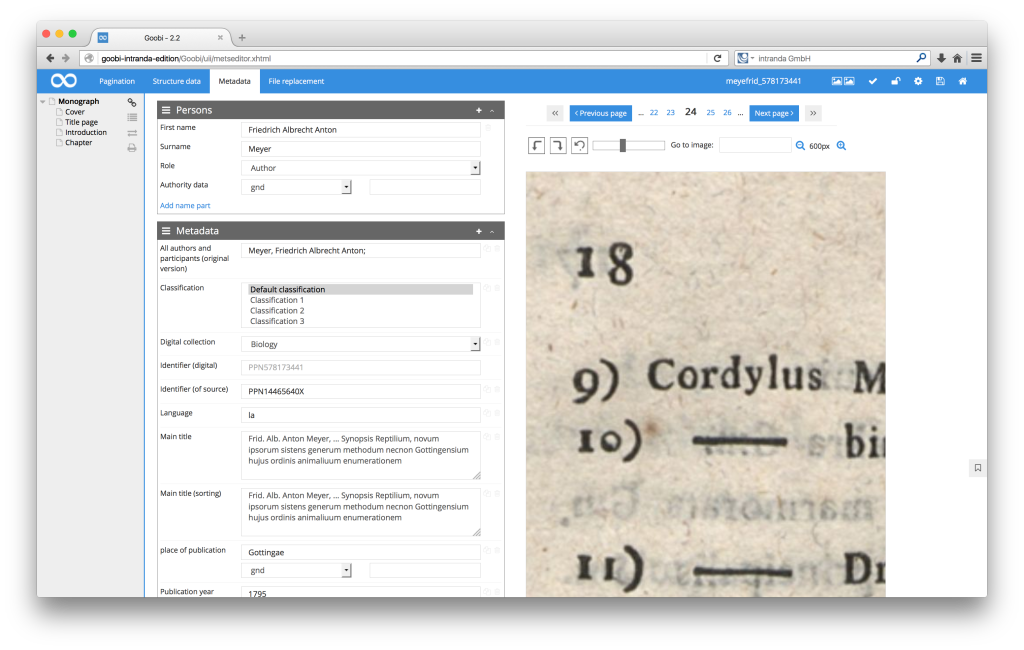 Workflow management for digitisation projects - Goobi 2.2: Deep zoom option in the METS Editor image display