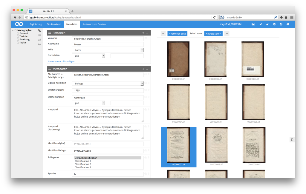 Steuerung von Workflows in Digitalisierungsprojekten - Goobi 2.2: Thumbnails im METS-Editor