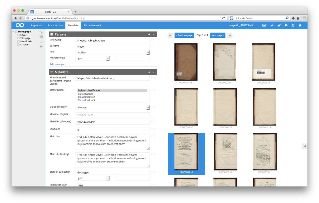 Workflow management for digitisation projects - Goobi 2.2: Thumbnails in the Goobi METS-Editor