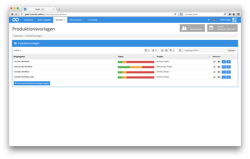 Steuerung von Workflows in Digitalisierungsprojekten - Goobi 2.2: Workflows bzw. Produktionsvorlagen duplizieren