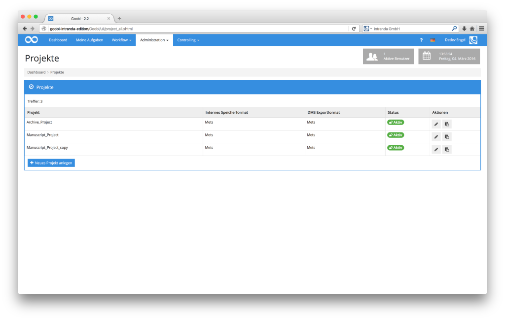 Steuerung von Workflows in Digitalisierungsprojekten - Goobi 2.2: Projekte duplizieren