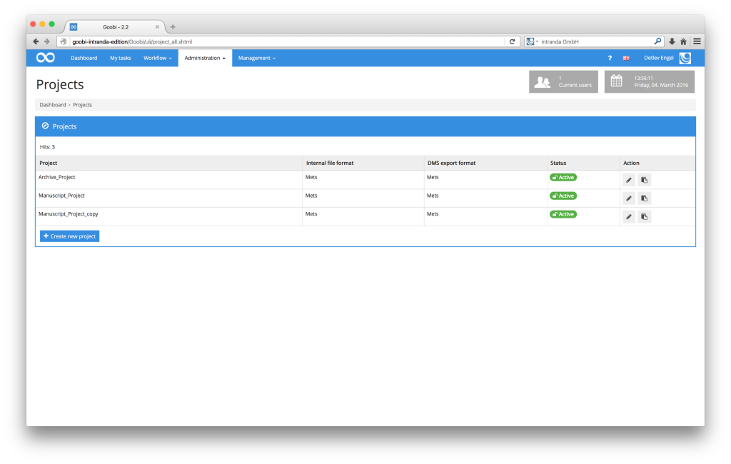 Workflow management for digitisation projects - Goobi 2.2: Duplicate projects