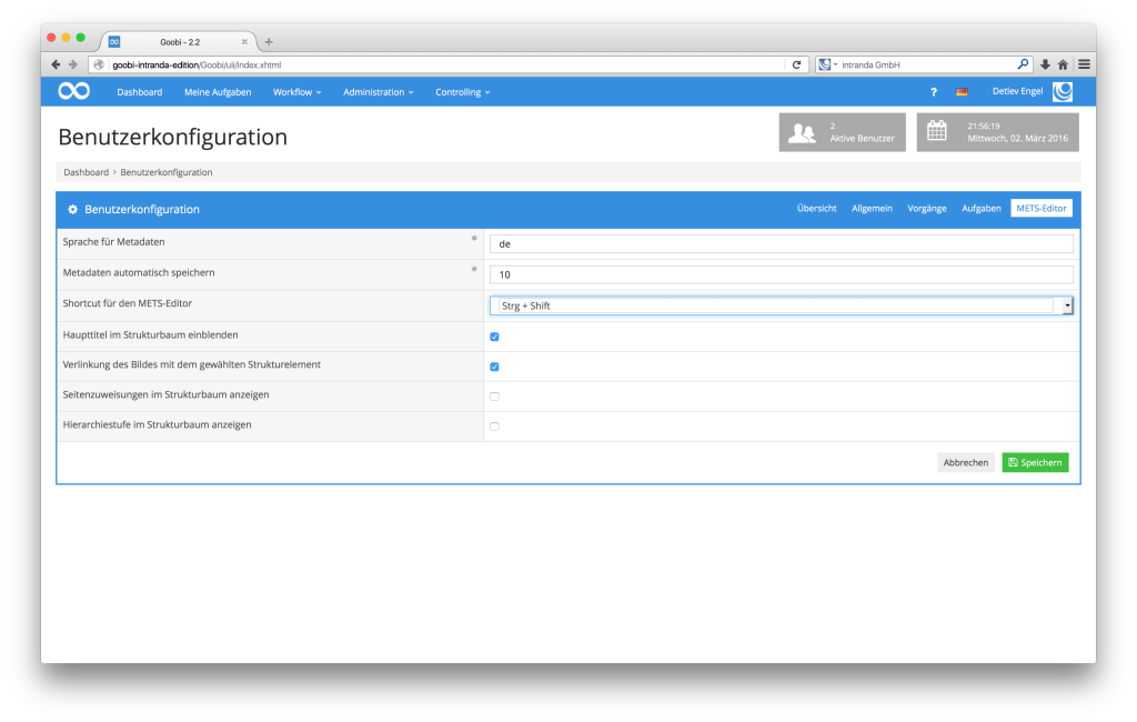 Steuerung von Workflows in Digitalisierungsprojekten - Goobi 2.2: Erweiterung der Benutzerkonfiguration