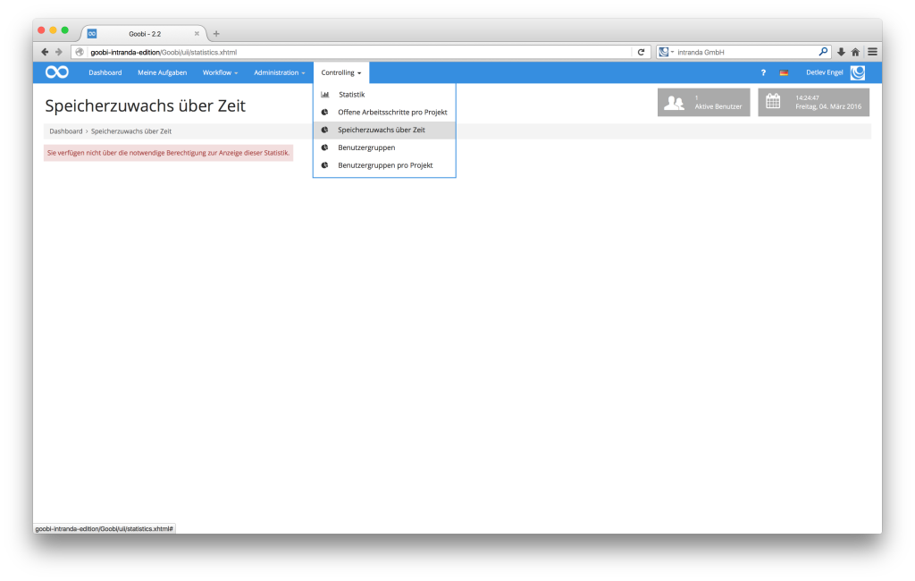 Steuerung von Workflows in Digitalisierungsprojekten - Goobi 2.2: Statistik-Plugins mit abgestuften Nutzerrechten