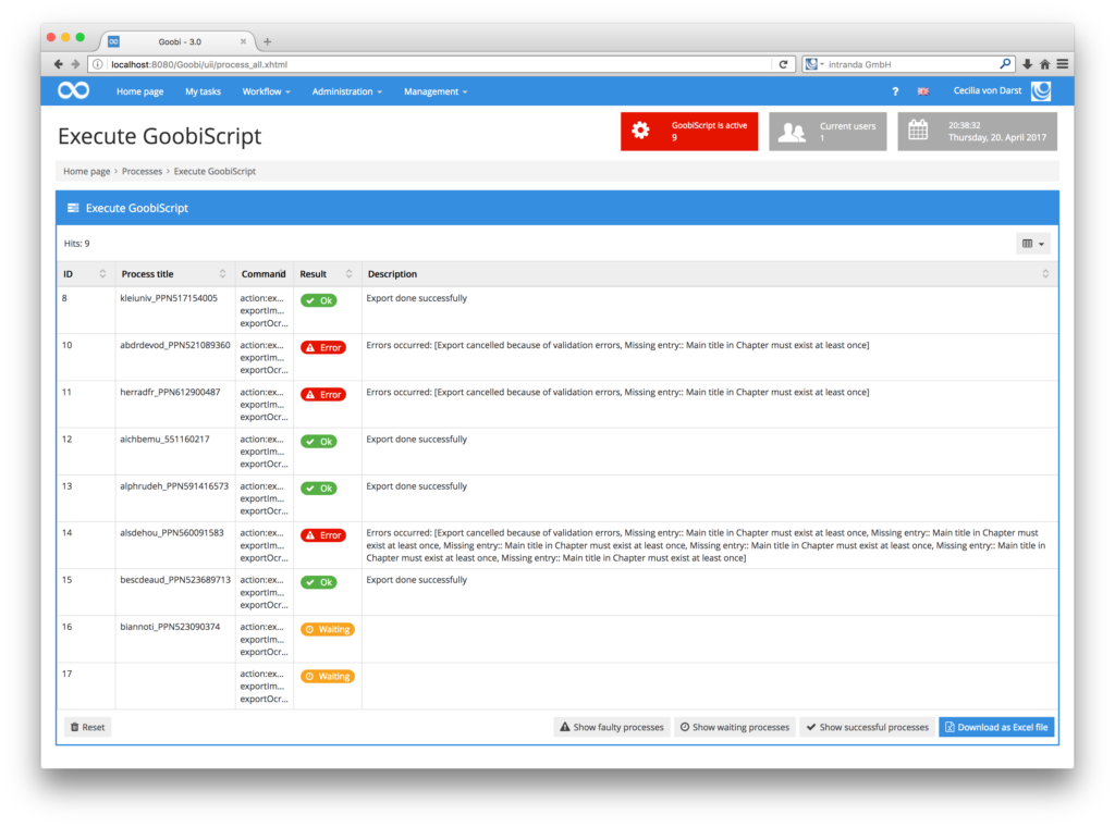 Flexible mass processing for digitisation projects via GoobiScript 03