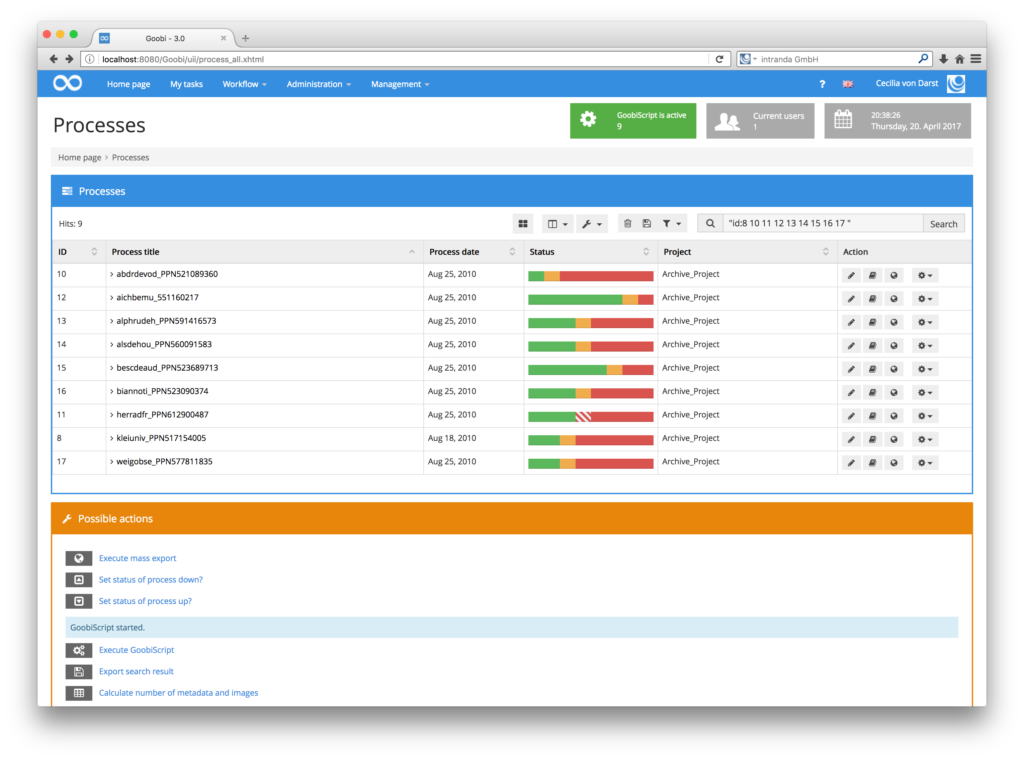 Flexible mass processing for digitisation projects via GoobiScript 04