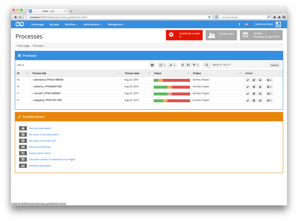 Flexible mass processing for digitisation projects via GoobiScript 05