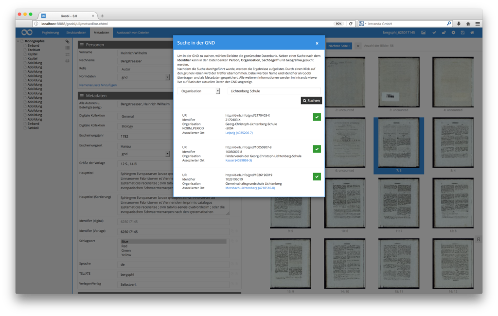 Goobi 3.0 - Geonames / GND und andere Normdatenbanken als Metadatenplugins 