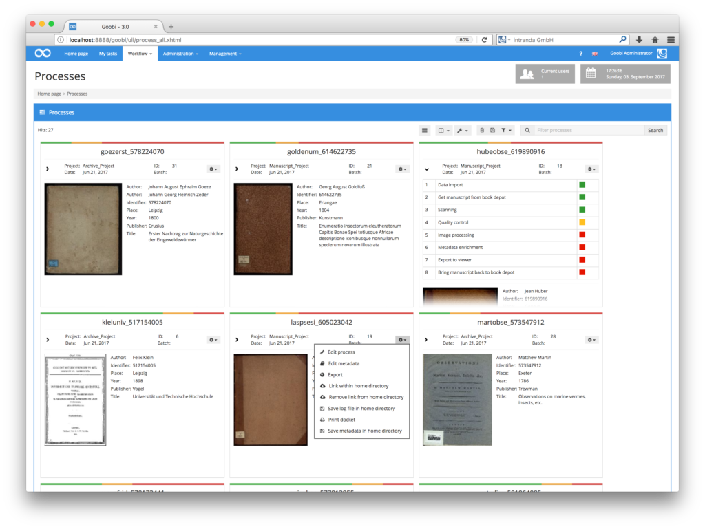 Goobi 3.0 - New grid view for processes with workflow details