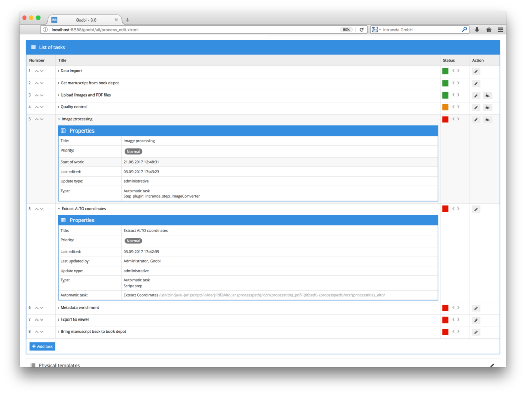 Goobi 3.0 - Better over view of details for workflow steps in digitisation projects