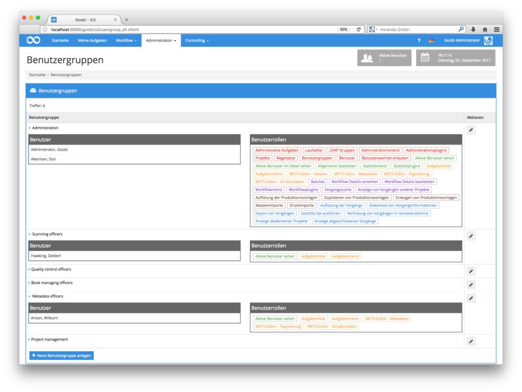 Goobi 3.0 - Neues Rechtesystem für Benutzergruppen