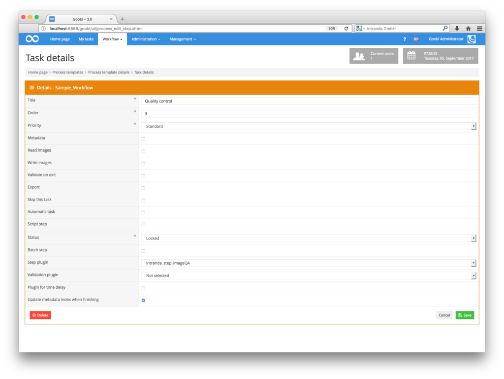 Goobi 3.0 - Configuring statistical updates as a task property