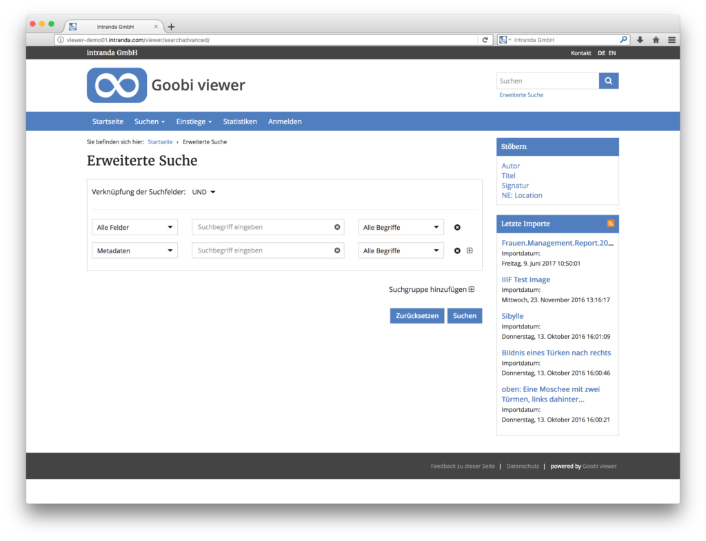 Goobi viewer 3.2 - Mächtige erweiterte Suche