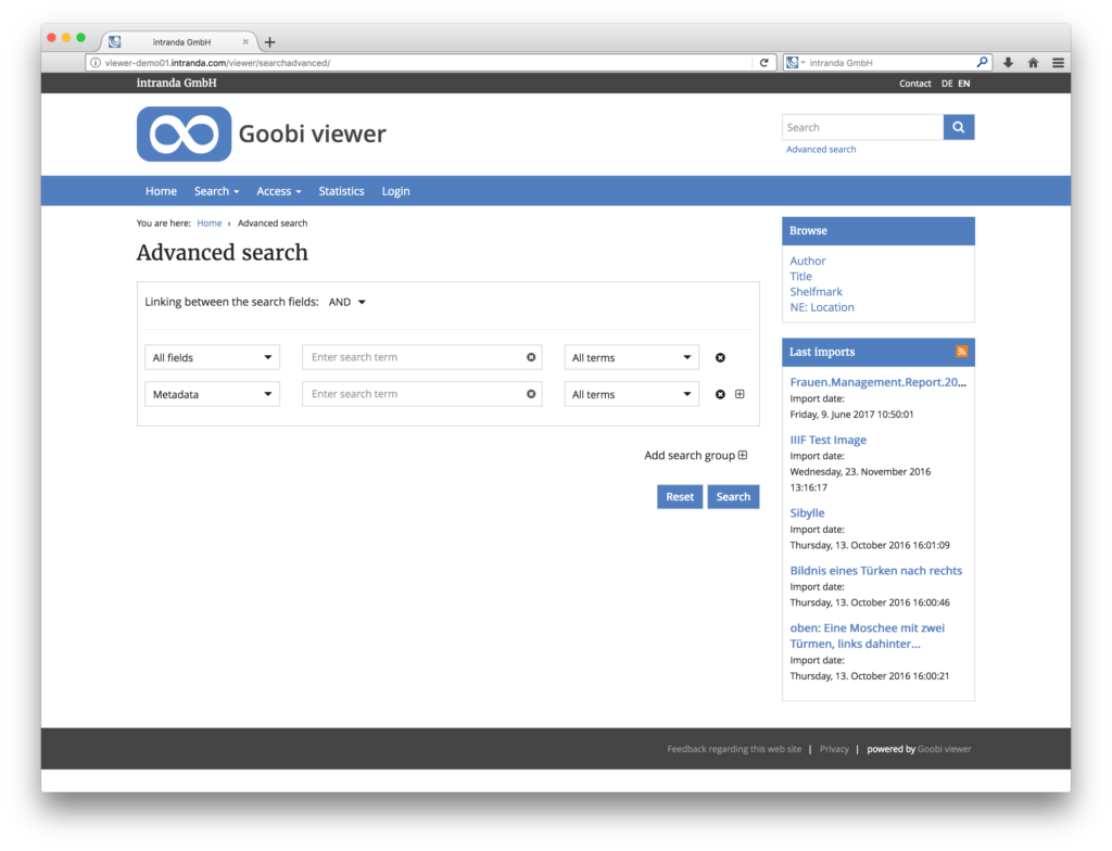 Goobi viewer 3.2 - Extended advanced search
