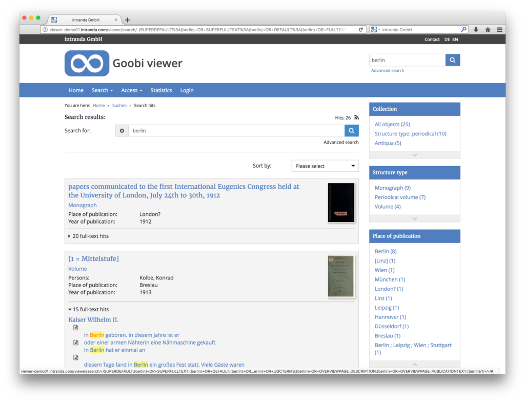 Goobi viewer 3.2 - Sidebar beside the search hit list
